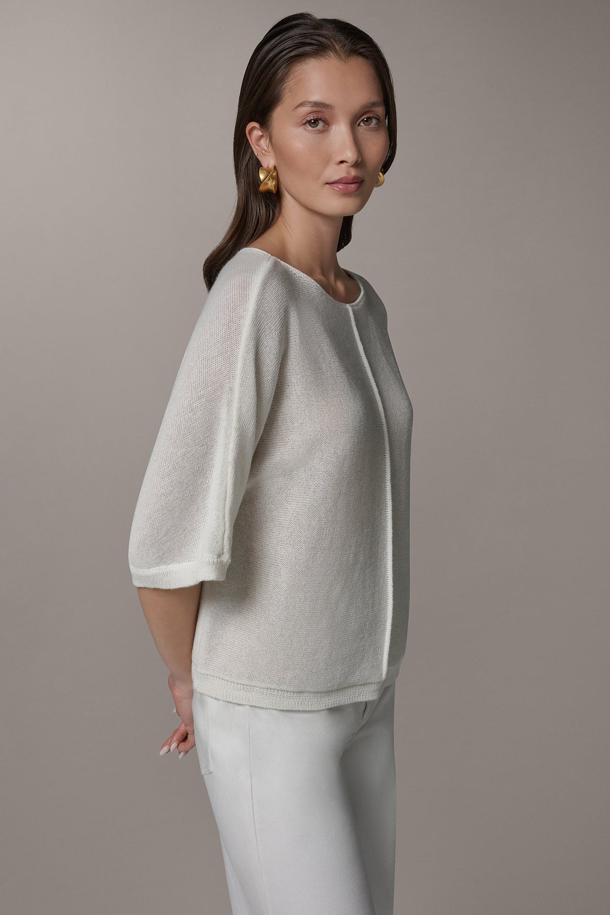 Donna Karan DOLMAN SLEEVE BALLET NECK SWEATER