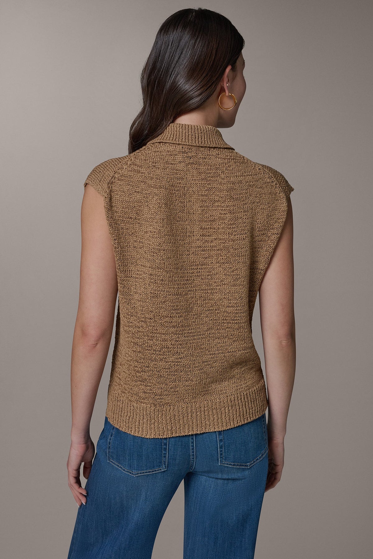 Donna Karan SLEEVELESS POLO SWEATER