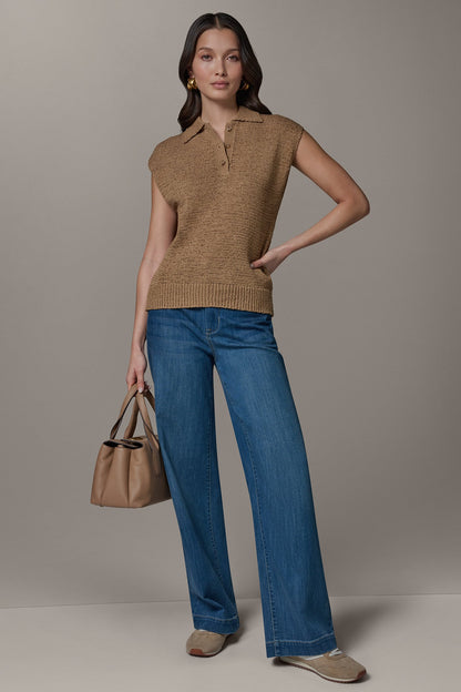 Donna Karan SLEEVELESS POLO SWEATER