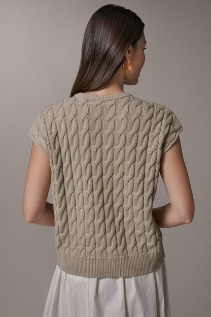 Donna Karan SLEEVELESS CABLE KNIT VEST