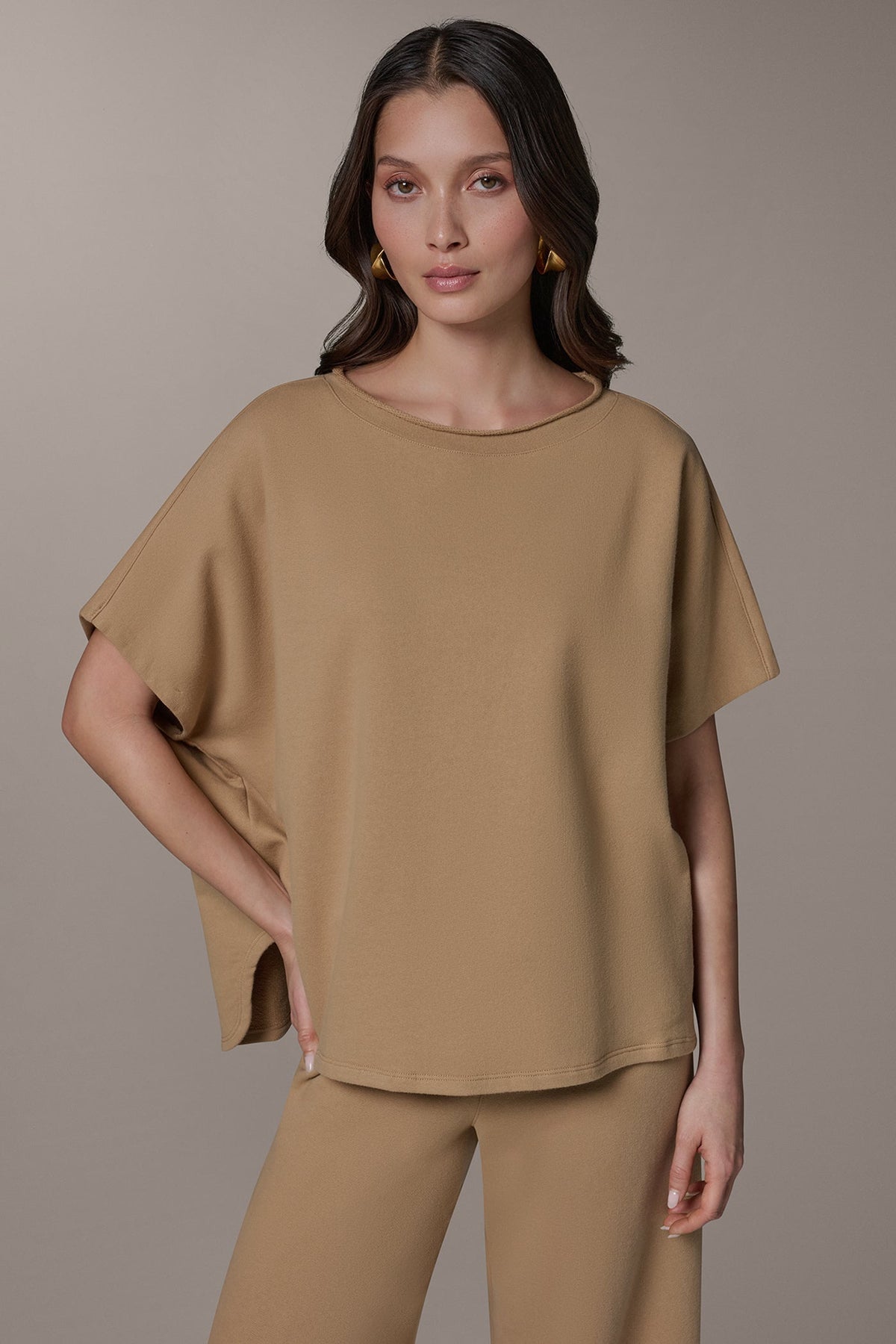 Donna Karan SHORT SLEEVE BOATNECK PULLOVER