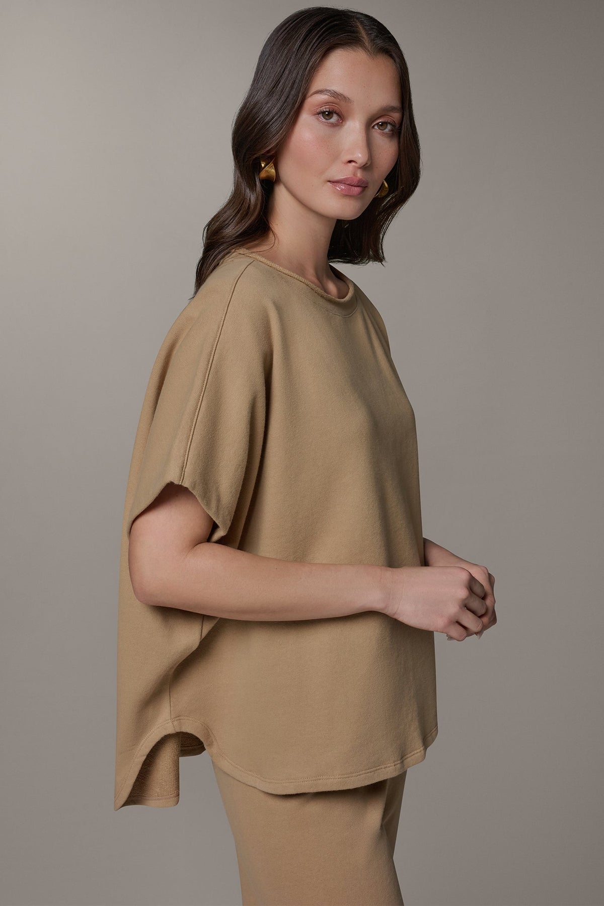 Donna Karan SHORT SLEEVE BOATNECK PULLOVER