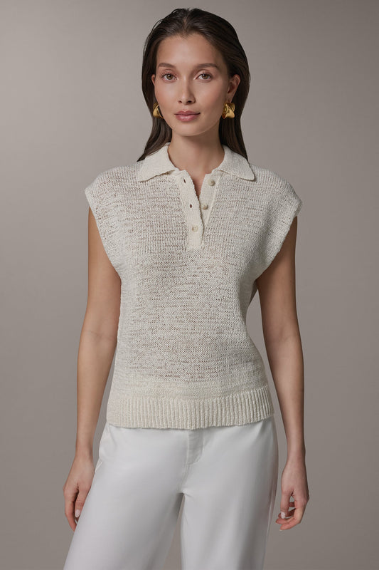 Donna Karan SLEEVELESS POLO SWEATER