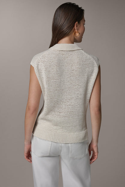 Donna Karan SLEEVELESS POLO SWEATER