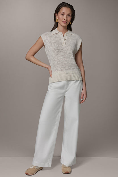 Donna Karan SLEEVELESS POLO SWEATER