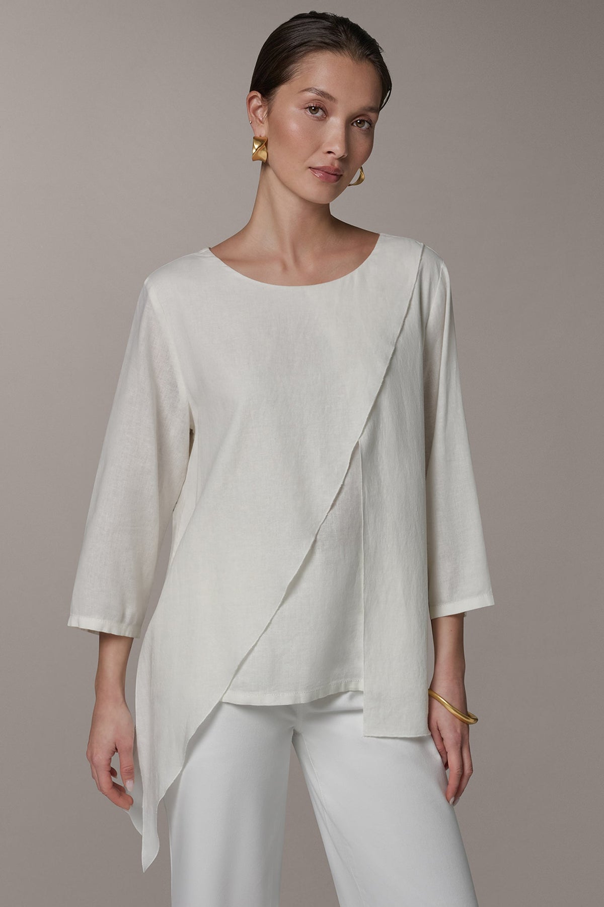 Donna Karan 3/4 SLEEVE OVERLAY BLOUSE