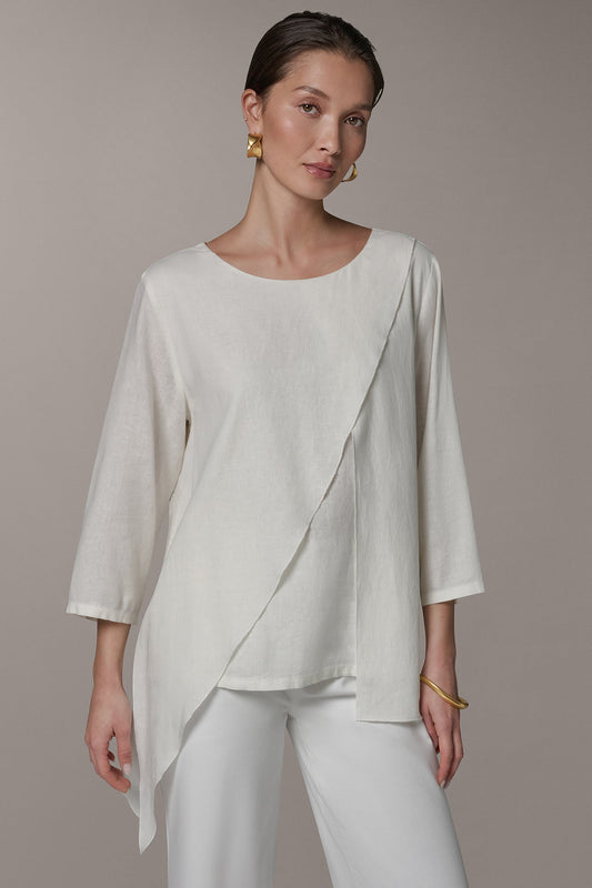 Donna Karan 3/4 SLEEVE OVERLAY BLOUSE