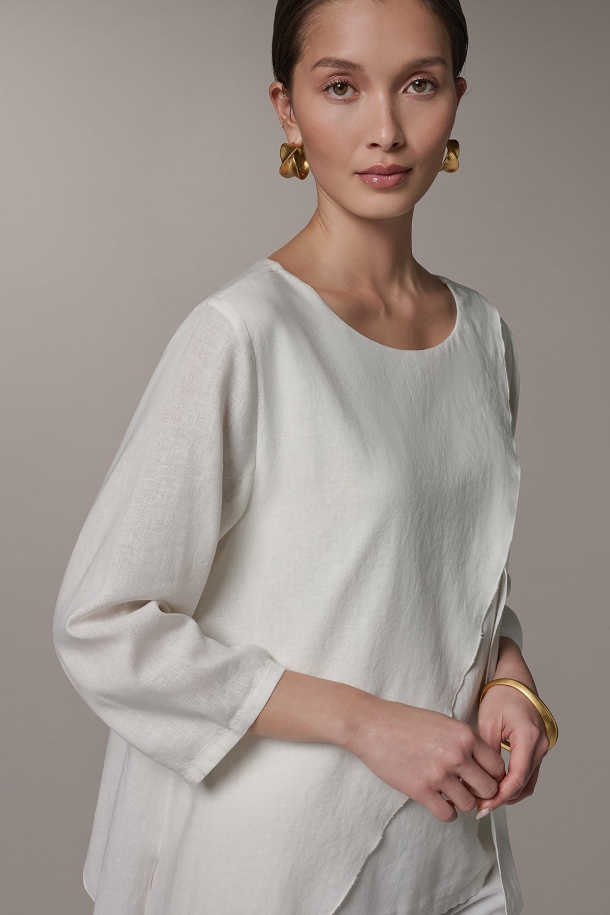 Donna Karan 3/4 SLEEVE OVERLAY BLOUSE