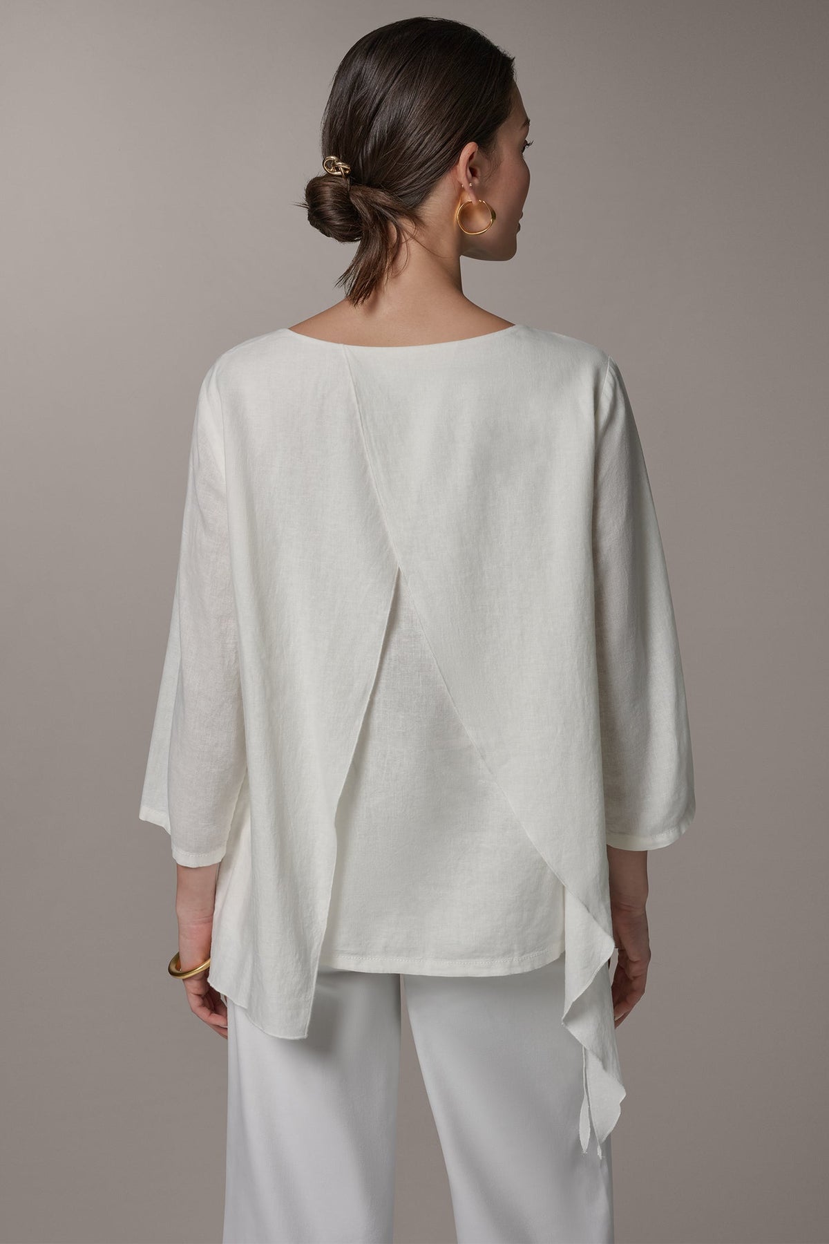 Donna Karan 3/4 SLEEVE OVERLAY BLOUSE