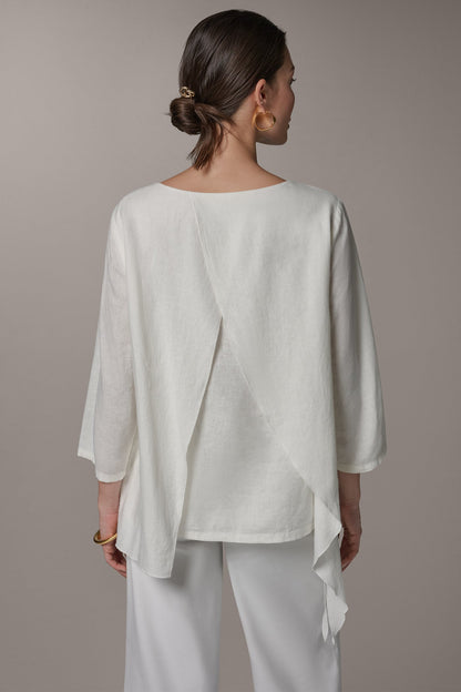 Donna Karan 3/4 SLEEVE OVERLAY BLOUSE