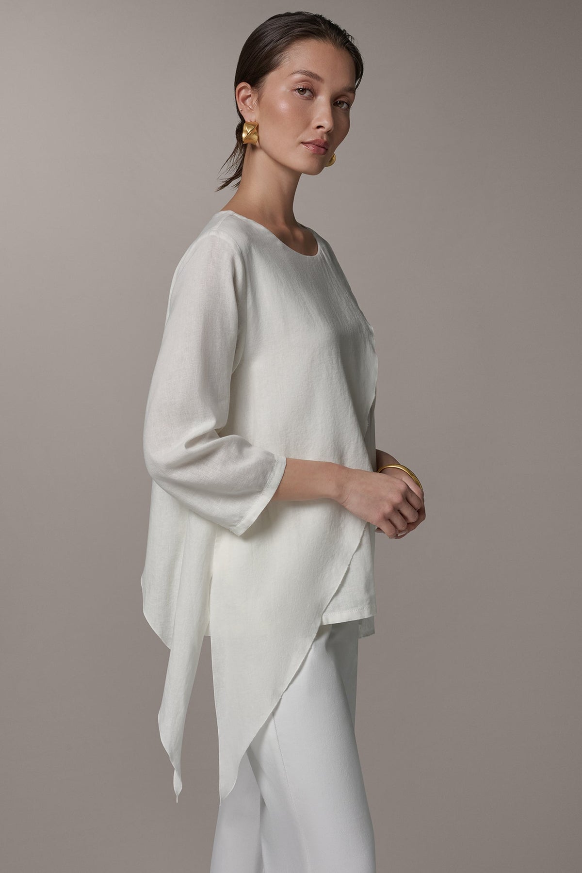 Donna Karan 3/4 SLEEVE OVERLAY BLOUSE