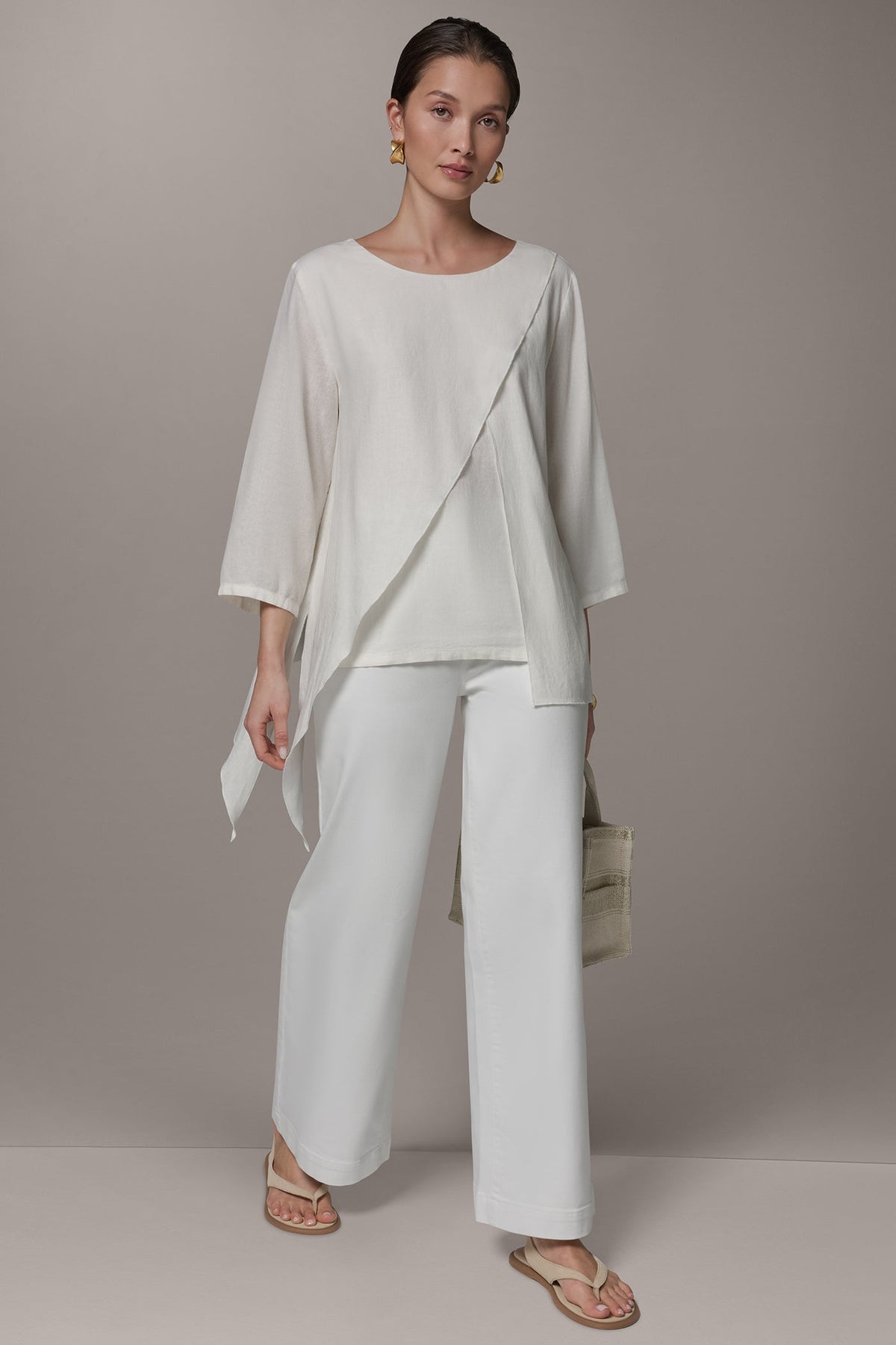 Donna Karan 3/4 SLEEVE OVERLAY BLOUSE