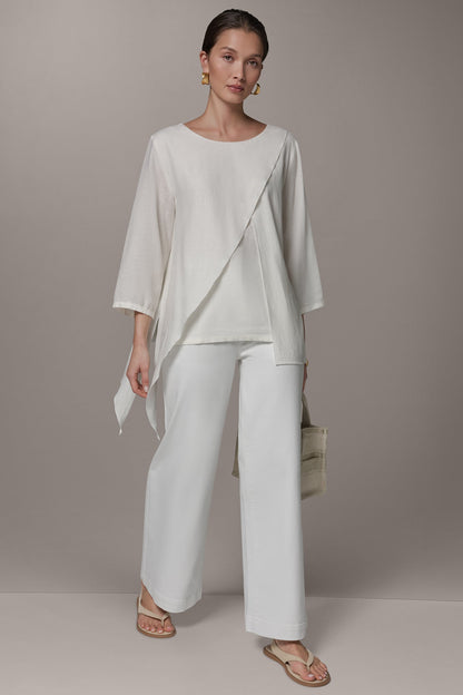 Donna Karan 3/4 SLEEVE OVERLAY BLOUSE
