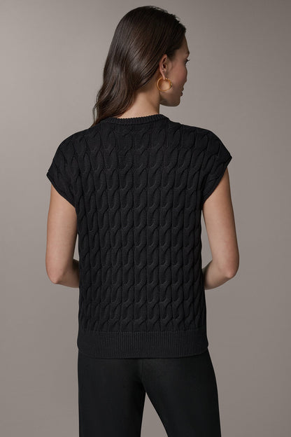 Donna Karan SLEEVELESS CABLE KNIT VEST