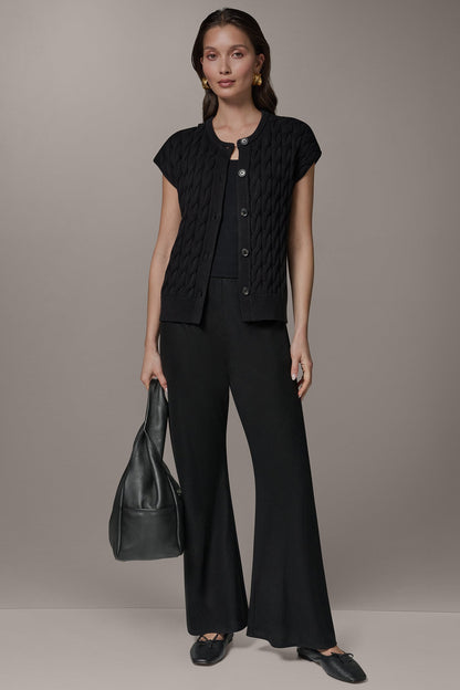 Donna Karan SLEEVELESS CABLE KNIT VEST