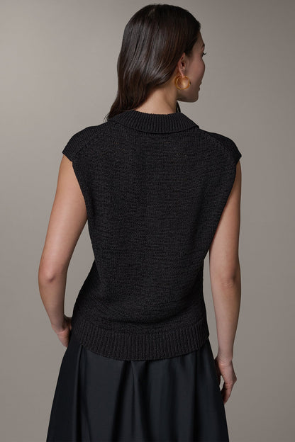 Donna Karan SLEEVELESS POLO SWEATER