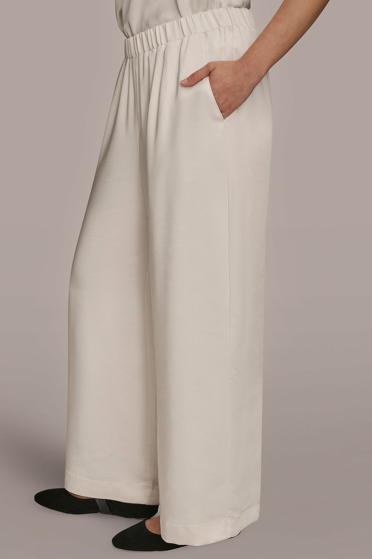 Donna Karan SATIN MID-RISE RELAXED PANT