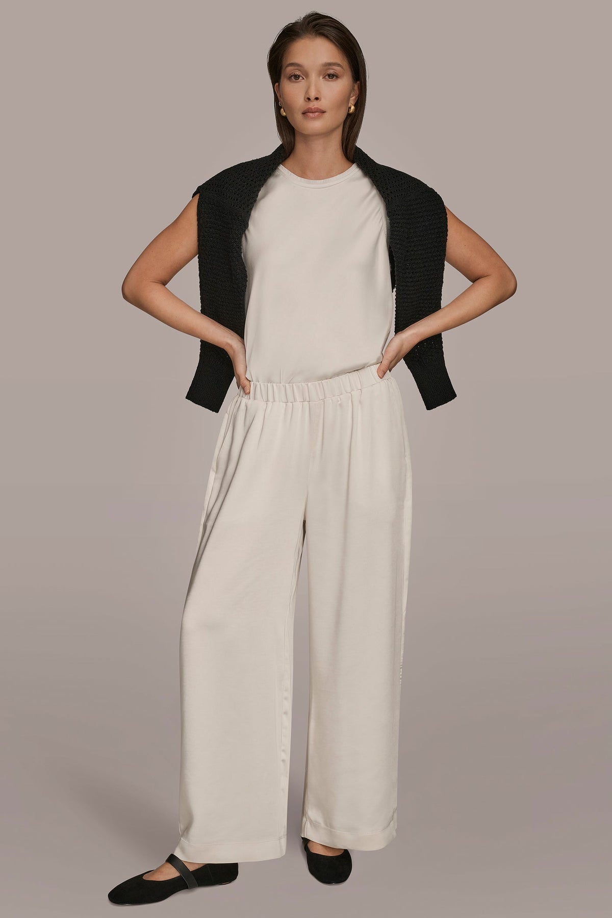 Donna Karan SATIN MID-RISE RELAXED PANT