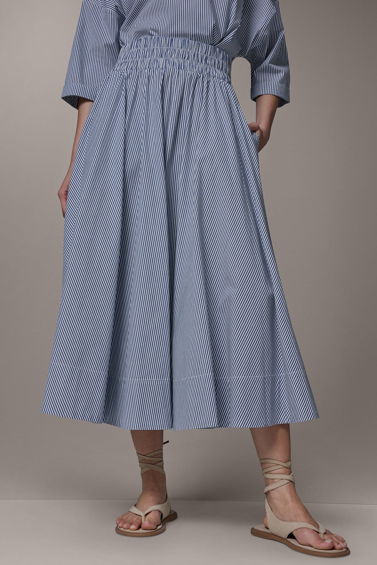 Donna Karan STRIPE MAXI A-LINE SKIRT