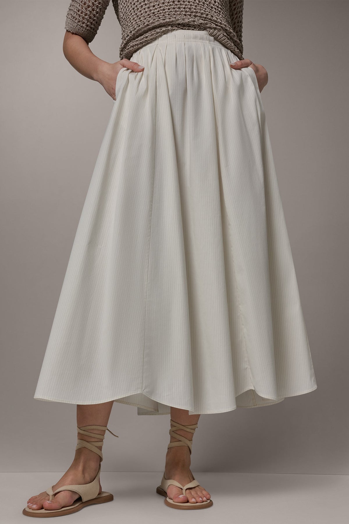 Donna Karan PINSTRIPE MIDI A-LINE SKIRT