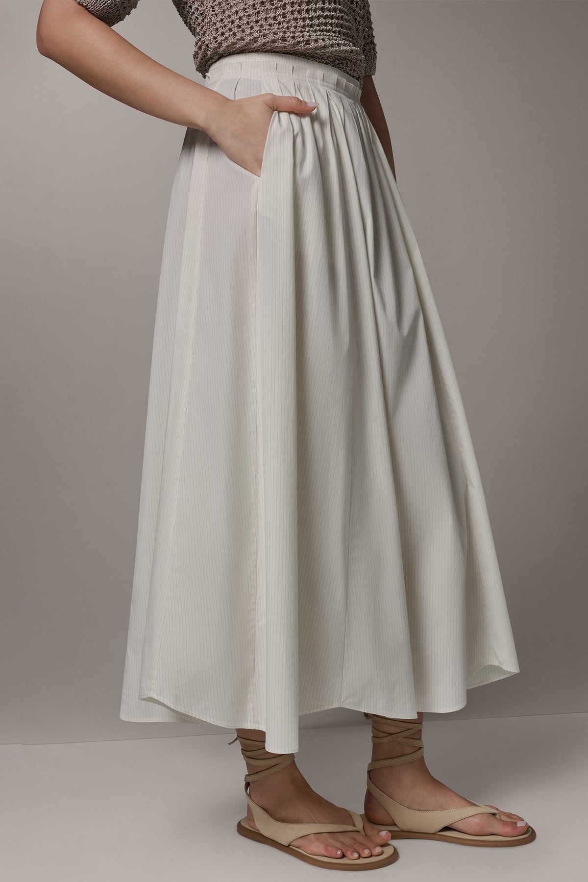 Donna Karan PINSTRIPE MIDI A-LINE SKIRT