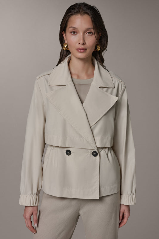 Donna Karan LONG SLEEVE DOUBLE BREASTED TRENCH JACKET