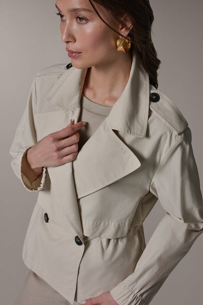 Donna Karan LONG SLEEVE DOUBLE BREASTED TRENCH JACKET