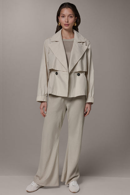 Donna Karan LONG SLEEVE DOUBLE BREASTED TRENCH JACKET