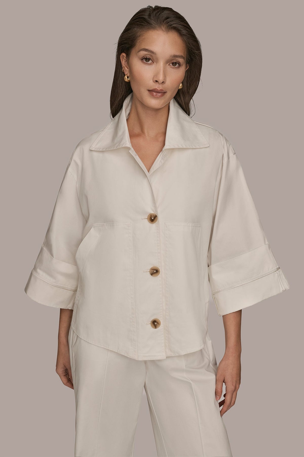 Donna Karan 3/4-SLEEVE SWING JACKET