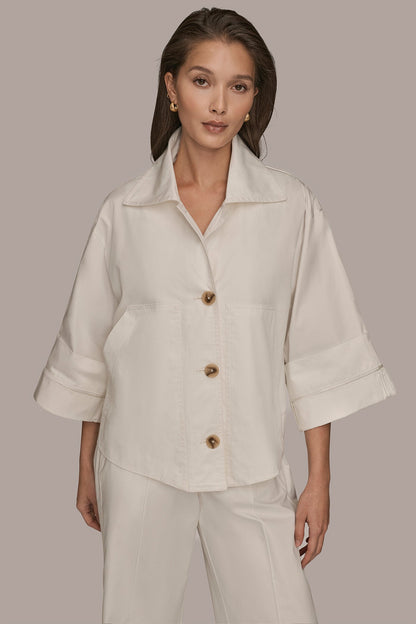 Donna Karan 3/4-SLEEVE SWING JACKET