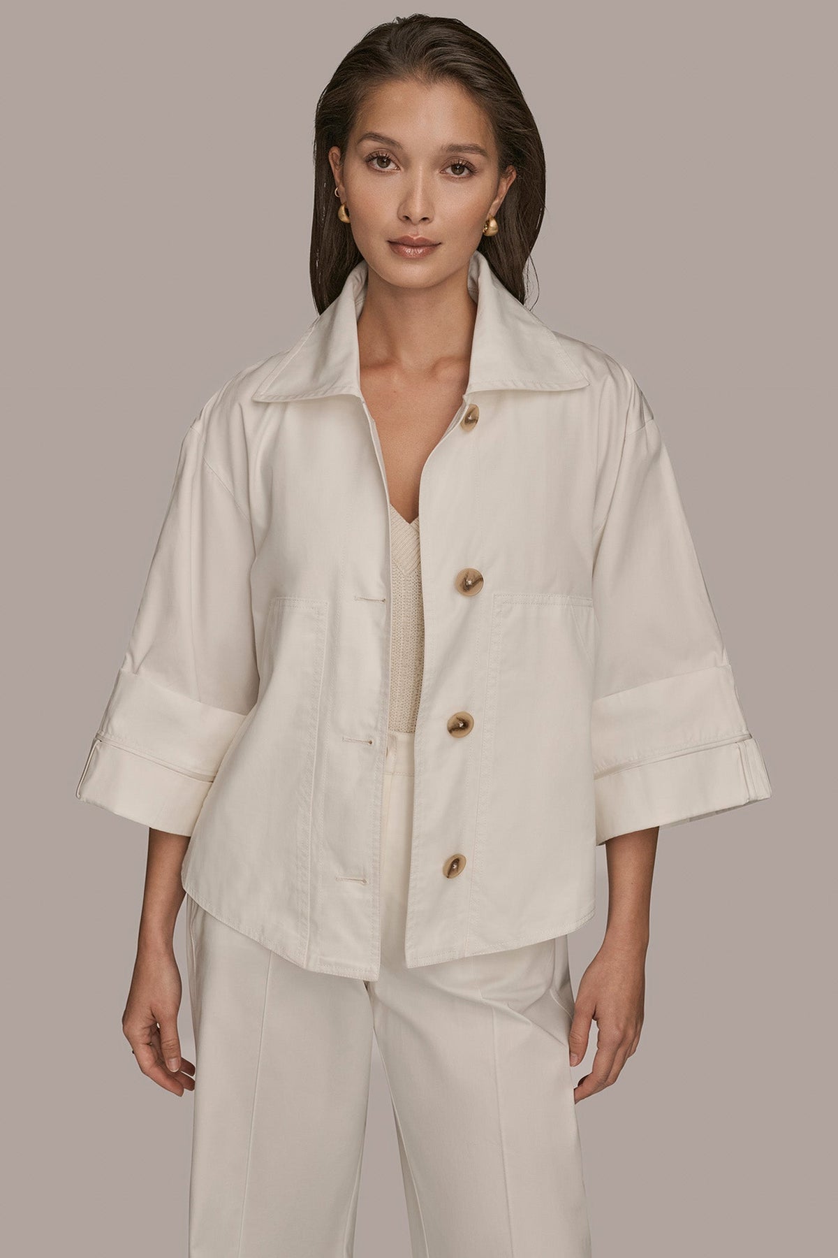 Donna Karan 3/4-SLEEVE SWING JACKET