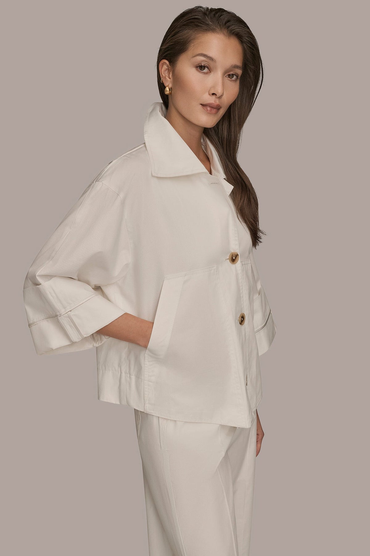 Donna Karan 3/4-SLEEVE SWING JACKET