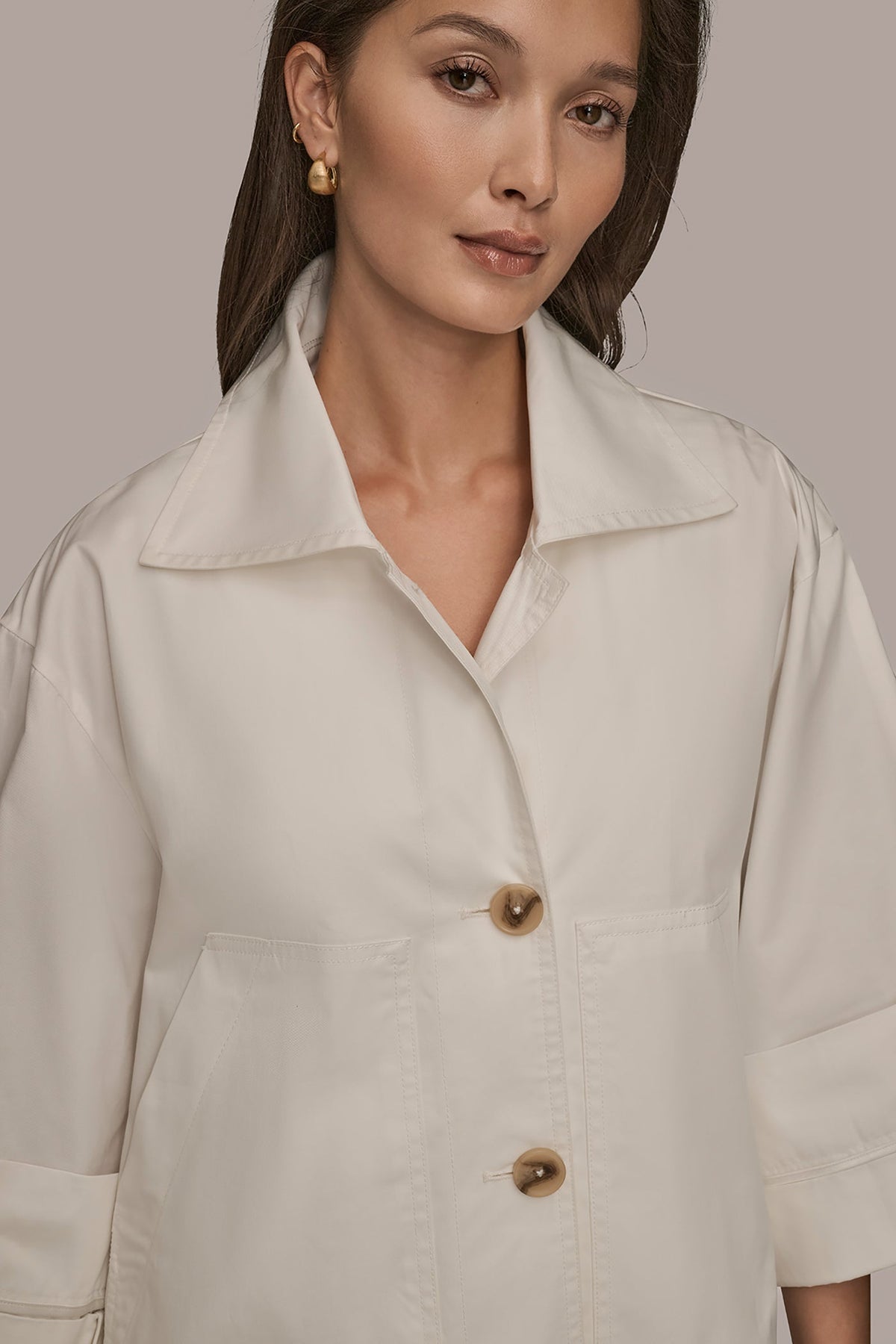 Donna Karan 3/4-SLEEVE SWING JACKET