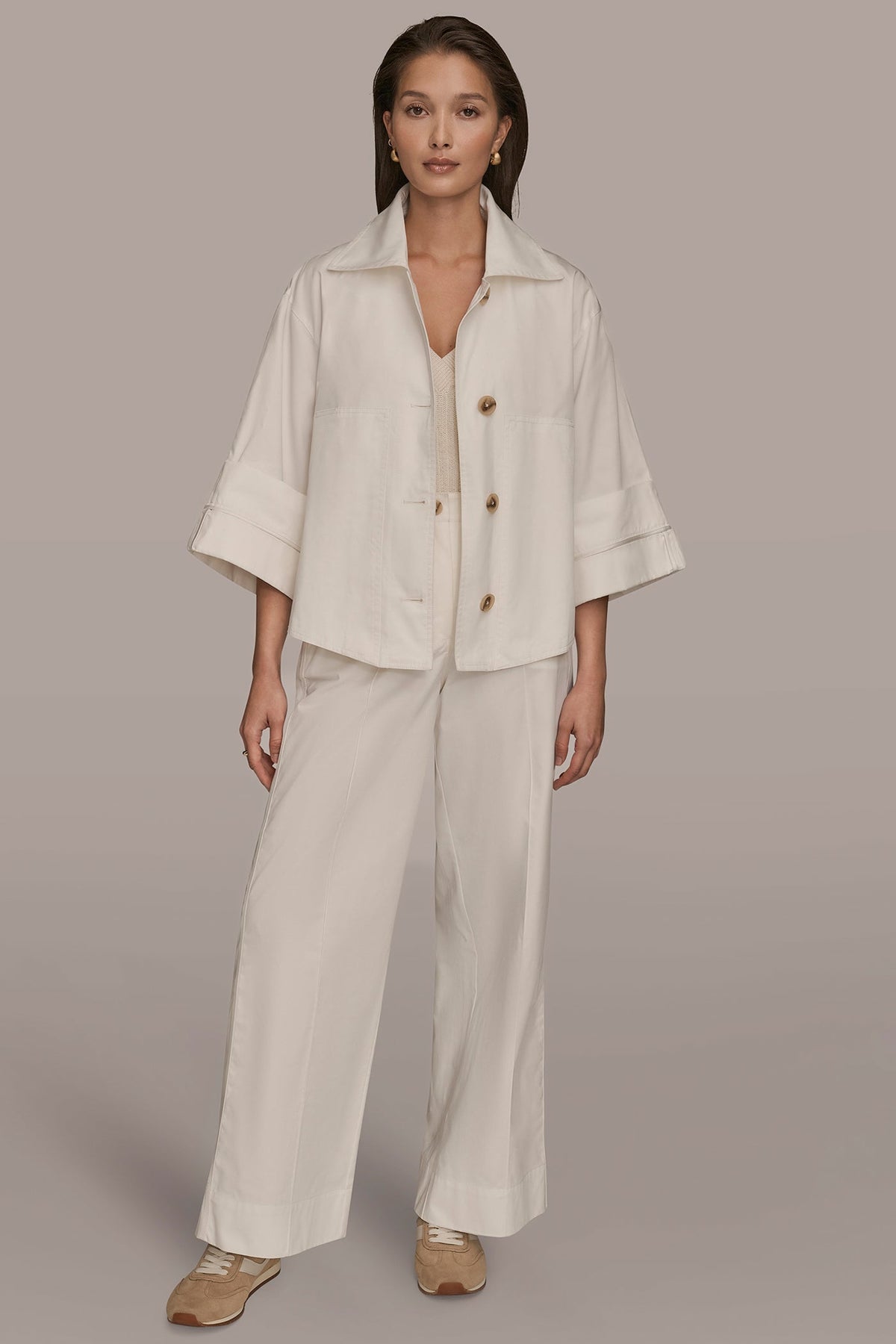 Donna Karan 3/4-SLEEVE SWING JACKET