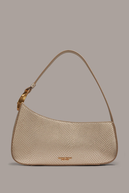 Donna Karan JERSEY METALLIC SNAKE-EFFECT SHOULDER BAG