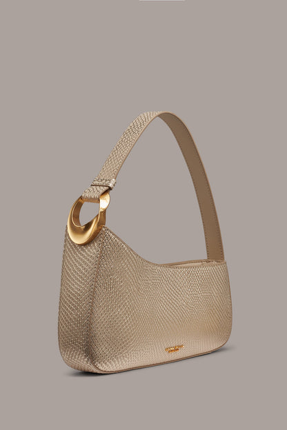 Donna Karan JERSEY METALLIC SNAKE-EFFECT SHOULDER BAG