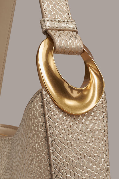 Donna Karan JERSEY METALLIC SNAKE-EFFECT SHOULDER BAG