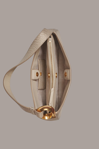 Donna Karan JERSEY METALLIC SNAKE-EFFECT SHOULDER BAG