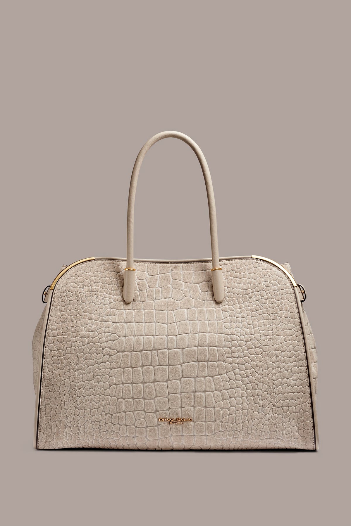 Donna Karan SATIN CROC-EFFECT SUEDE TOTE