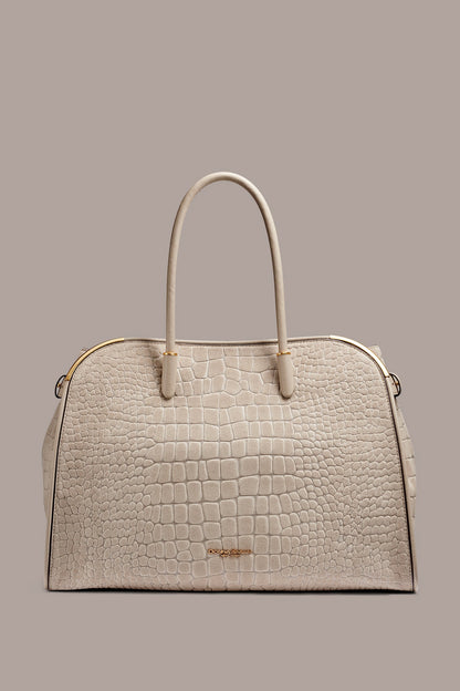 Donna Karan SATIN CROC-EFFECT SUEDE TOTE