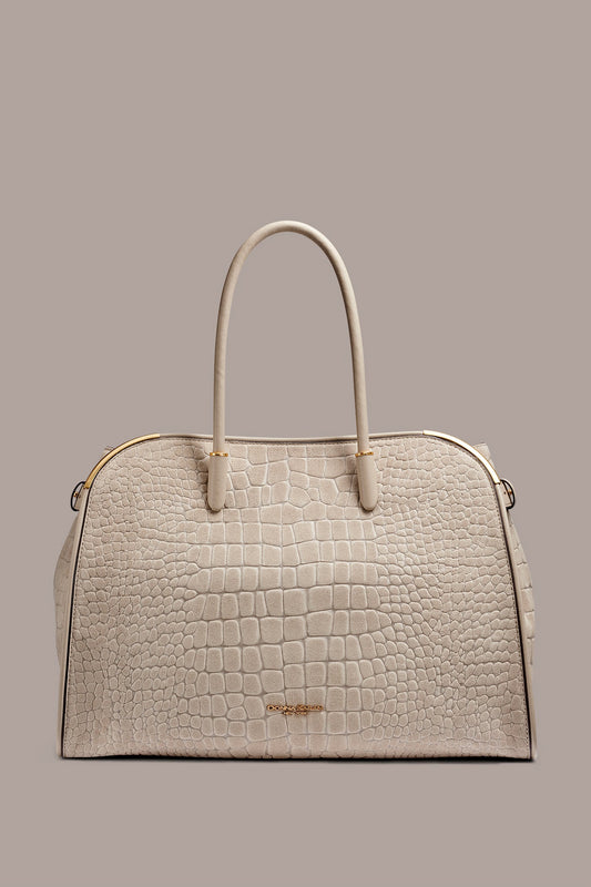 Donna Karan SATIN CROC-EFFECT SUEDE TOTE
