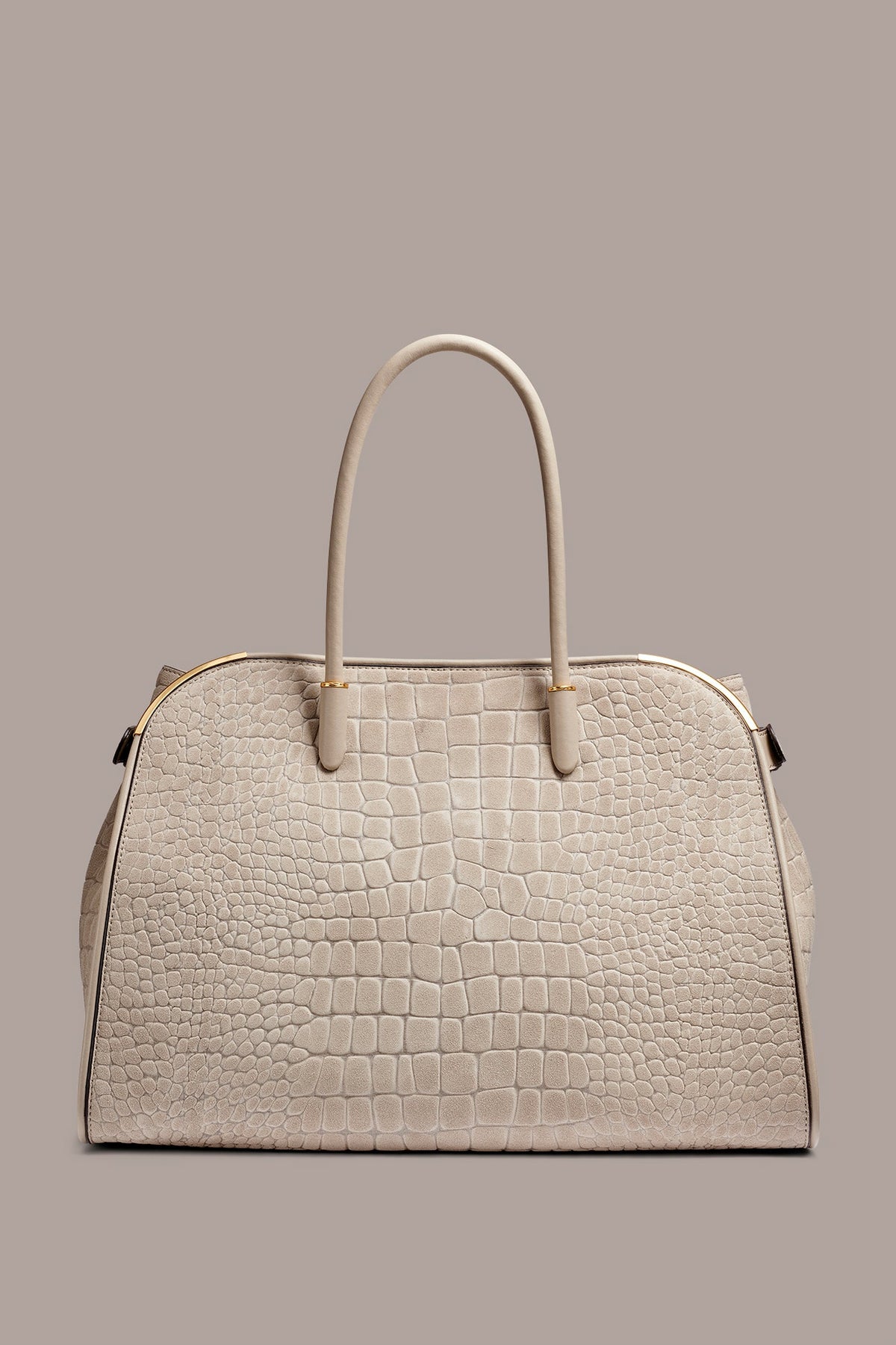 Donna Karan SATIN CROC-EFFECT SUEDE TOTE