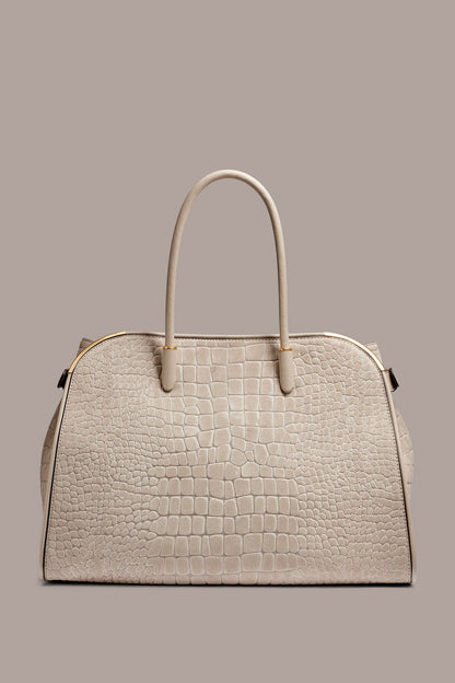 Donna Karan SATIN CROC-EFFECT SUEDE TOTE