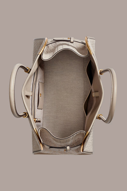 Donna Karan SATIN CROC-EFFECT SUEDE TOTE