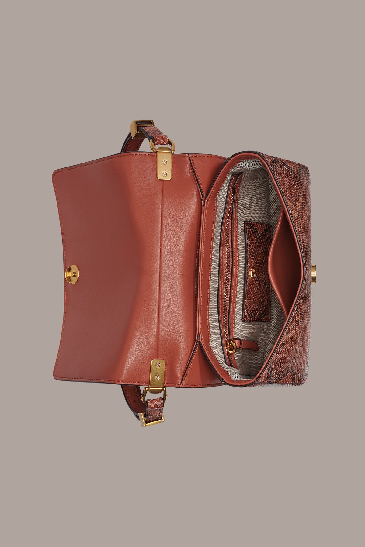 Donna Karan JERICHO SNAKE-EFFECT LEATHER SHOULDER BAG