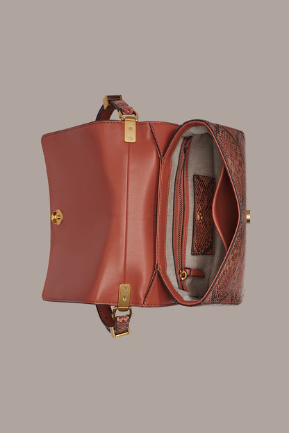 Donna Karan JERICHO SNAKE-EFFECT LEATHER SHOULDER BAG