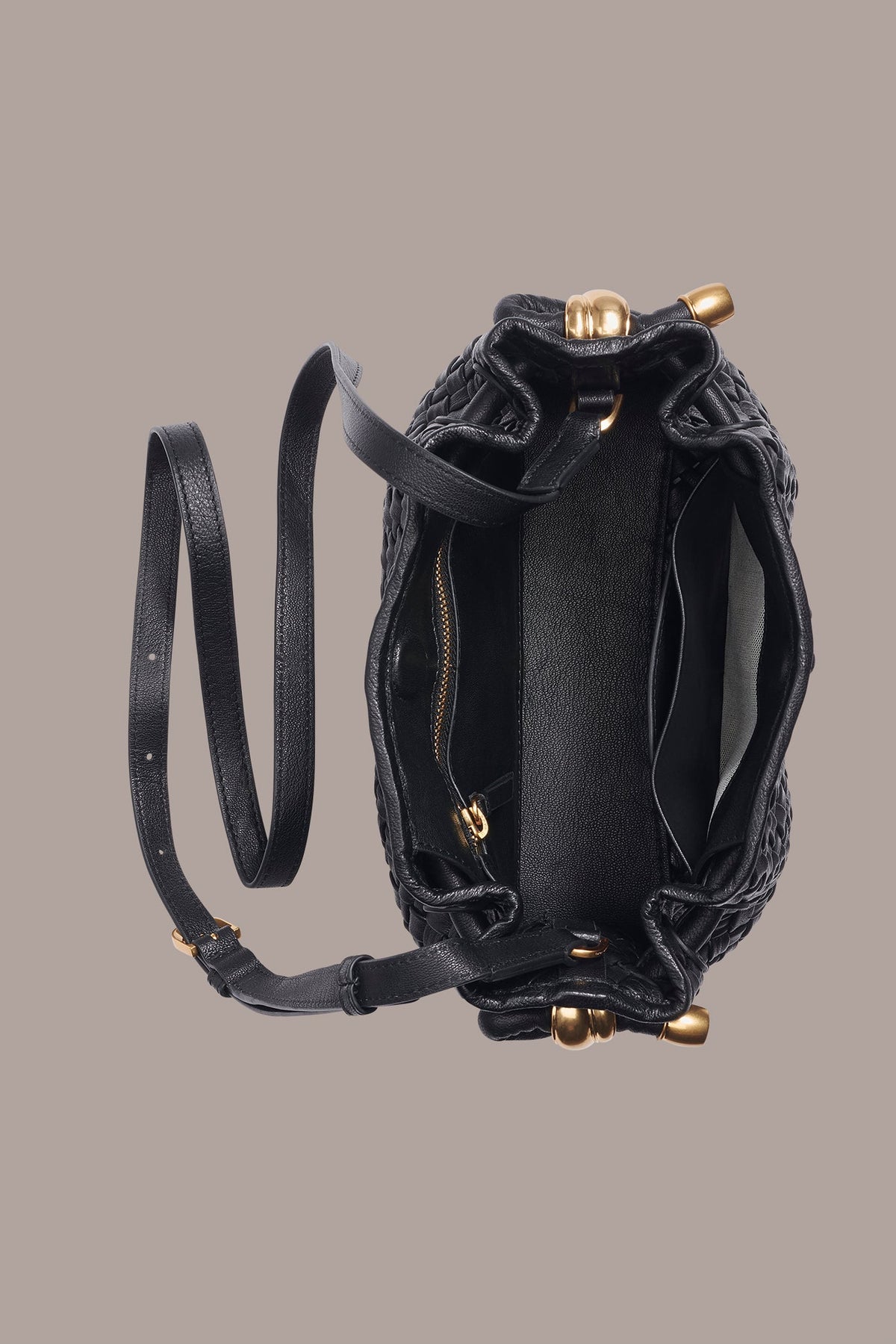 Donna Karan CASHMERE WOVEN LEATHER CROSSBODY BAG