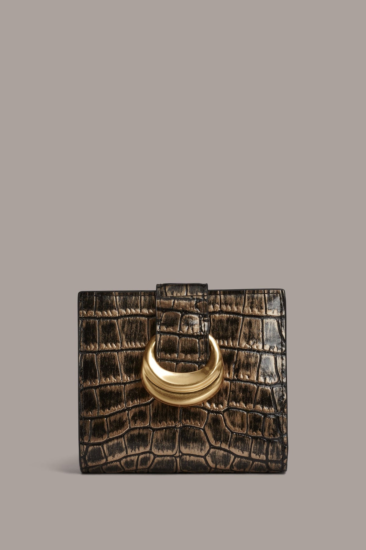Donna Karan VALLEY STREAM METALLIC CROC-EFFECT SMALL WALLET