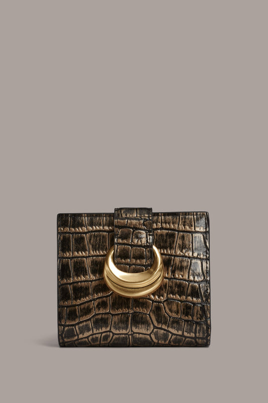 Donna Karan VALLEY STREAM METALLIC CROC-EFFECT SMALL WALLET