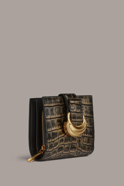 Donna Karan VALLEY STREAM METALLIC CROC-EFFECT SMALL WALLET